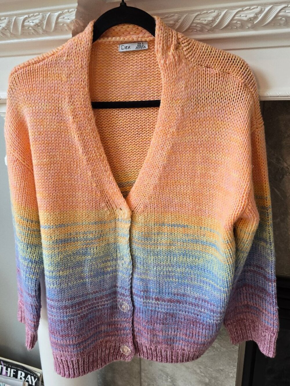 Dex medium Cozy Knit Rainbow Cardigan Sweater